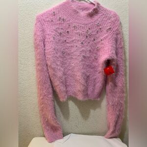 Zara Faux Fur Jewel Sweater size L